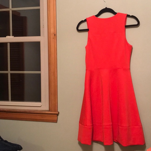 Red A-Line dress w/ gold zipper front - Picture 3 of 3